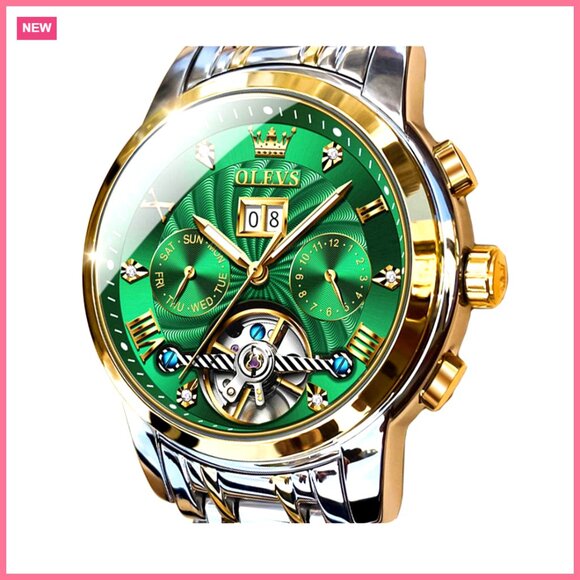 Automatic Skeleton Watch Stainless Steel Waterproof Mechanical Movement